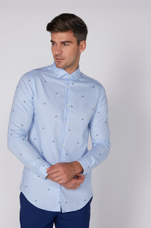 Bee Print Shirt with Long Sleeves