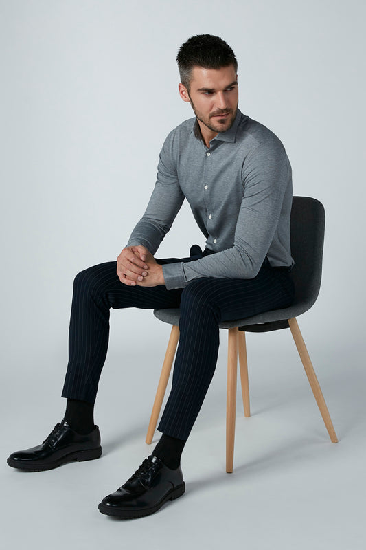 Plain Shirt with Long Sleeves and Complete Placket