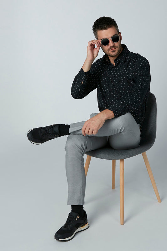Full Length Trousers with Pocket Detail and Belt Loops