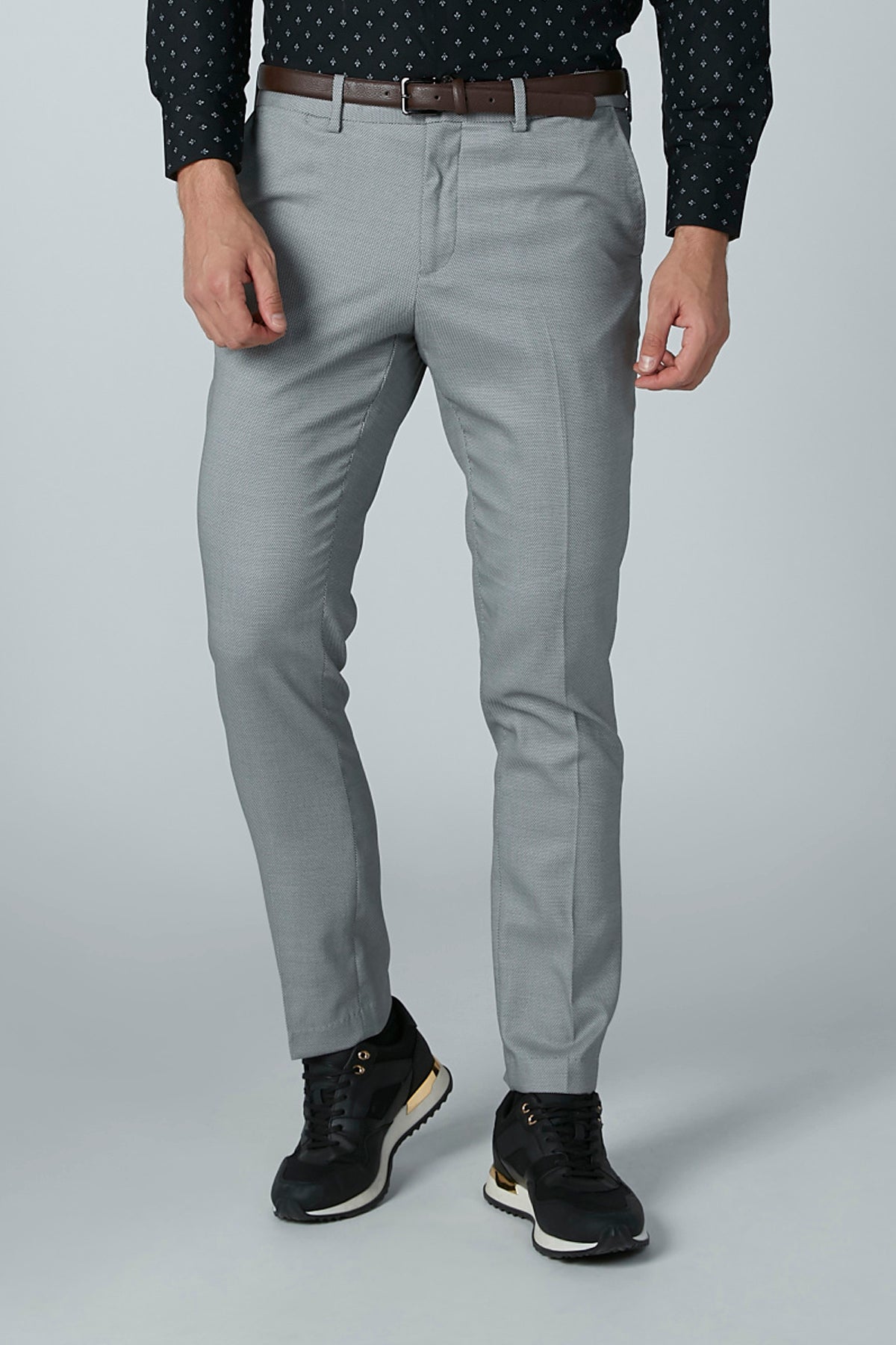 Full Length Trousers with Pocket Detail and Belt Loops