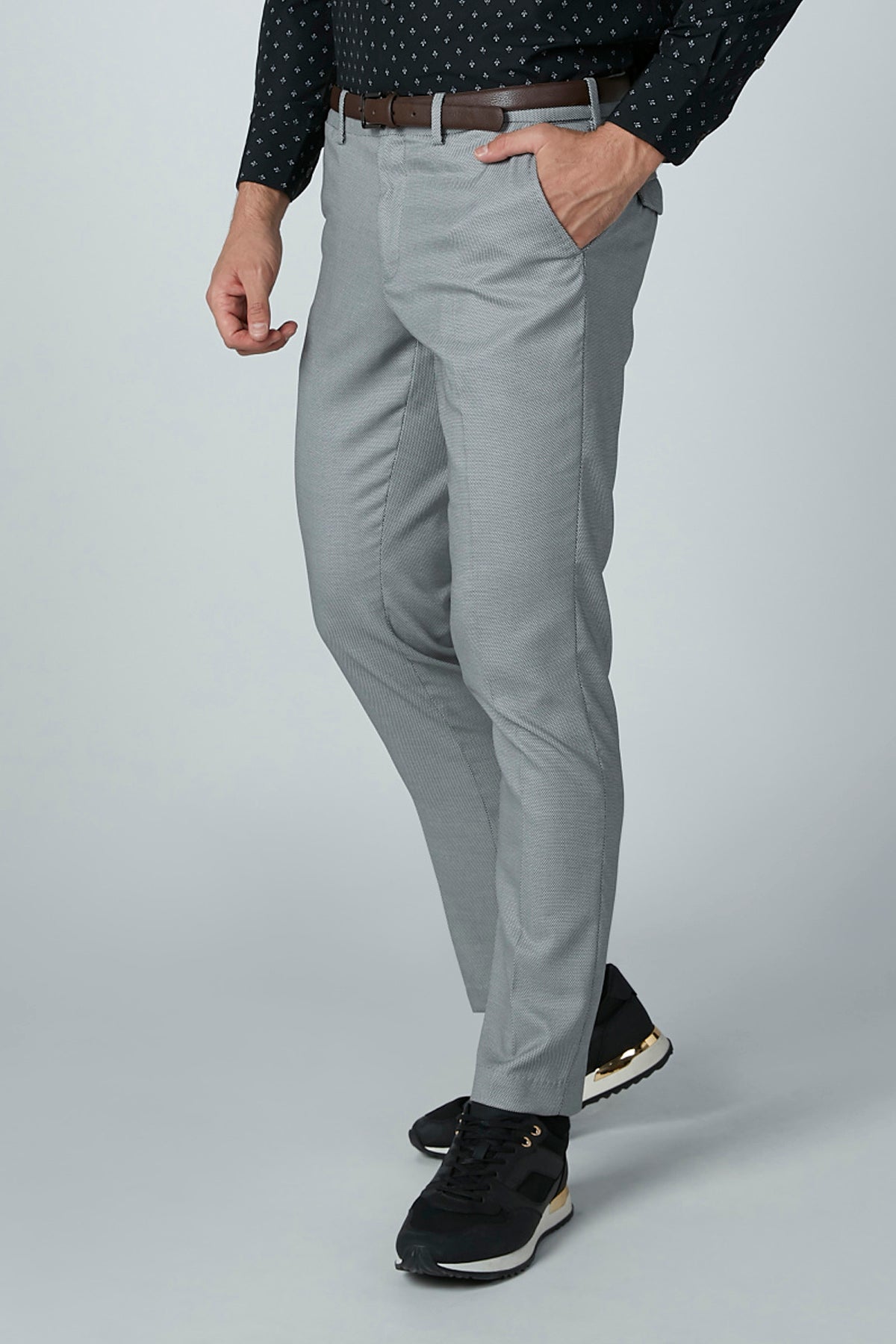 Full Length Trousers with Pocket Detail and Belt Loops