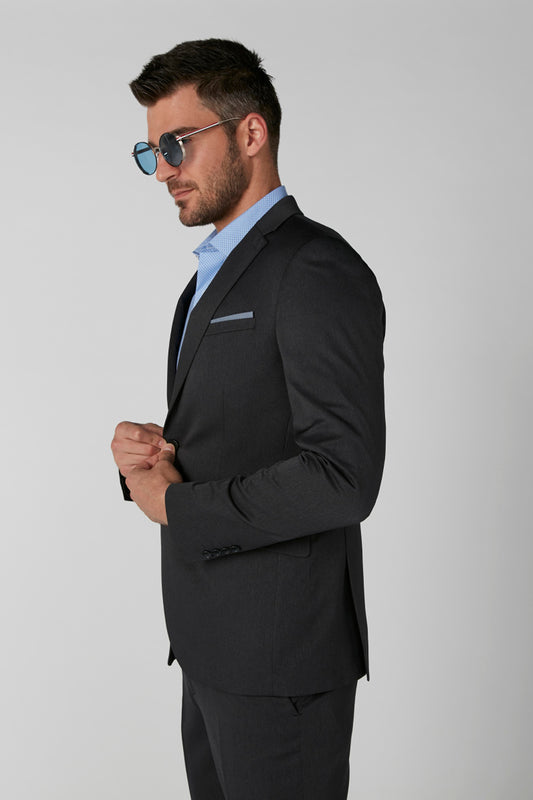Textured Formal Blazer in Slim Fit with Button Closure