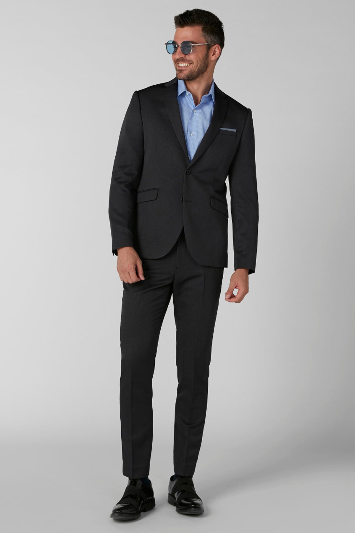 Textured Formal Blazer in Slim Fit with Button Closure
