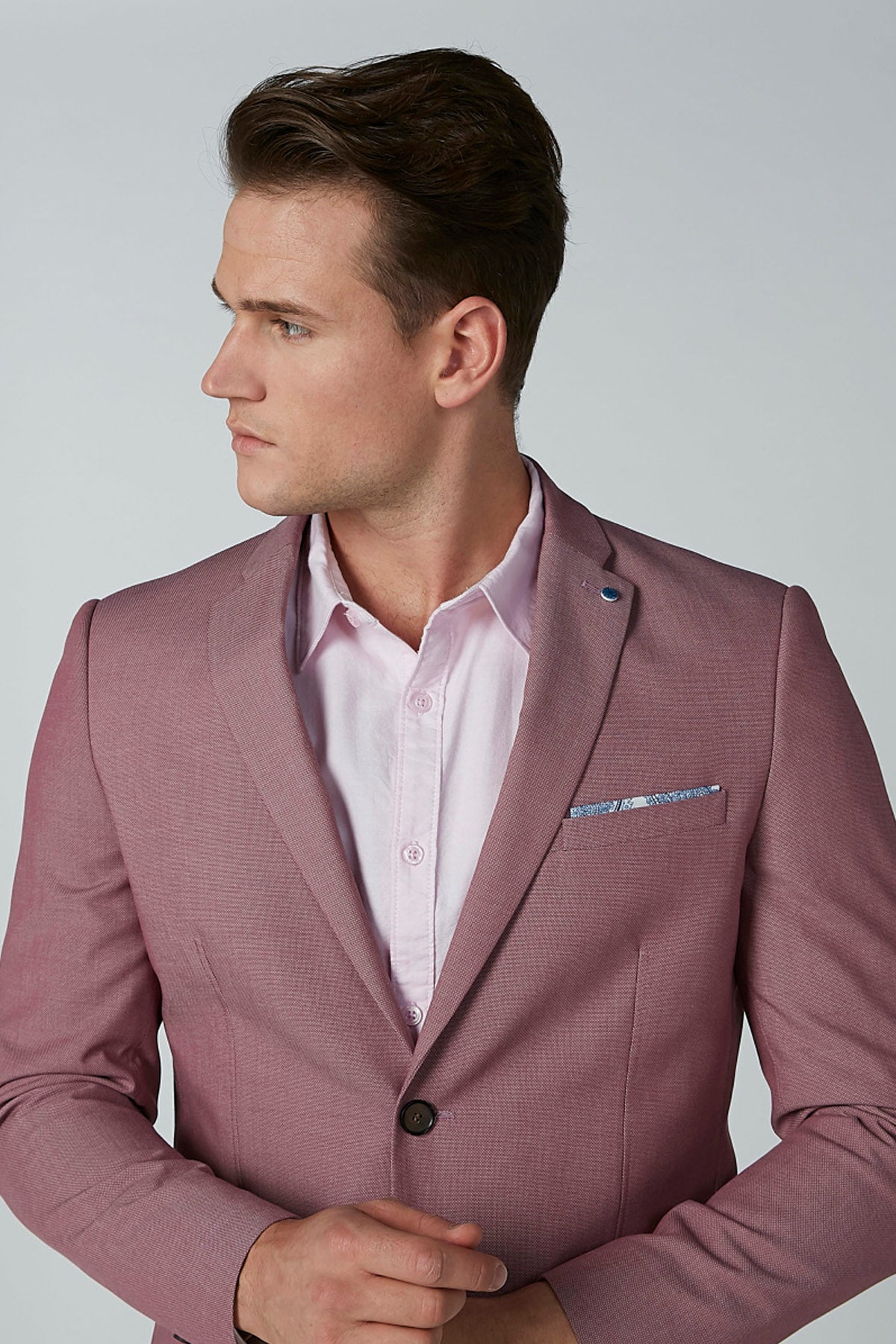 Textured Notched Lapel Jacket with Long Sleeves