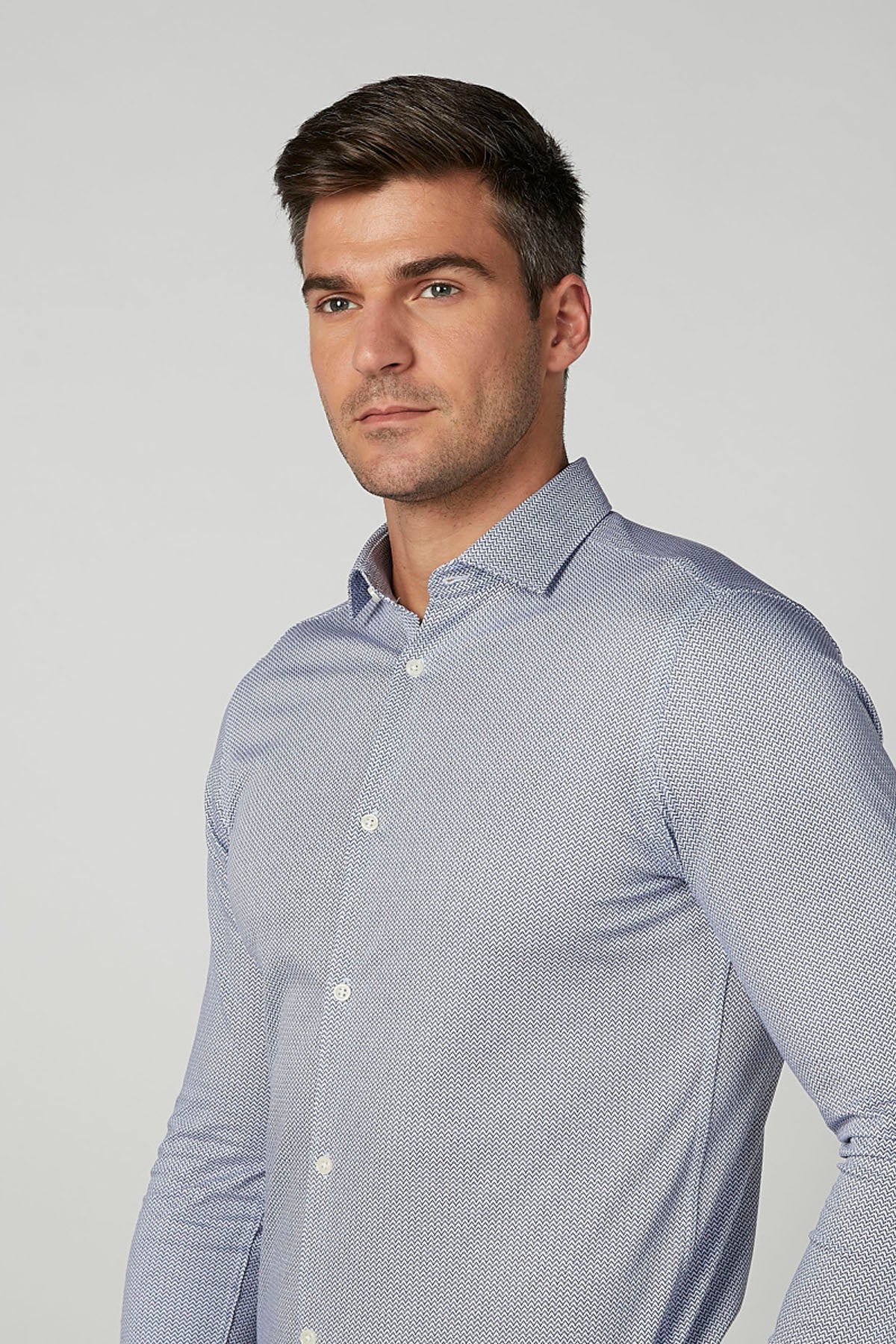 Slim Fit Textured Shirt with Long Sleeves