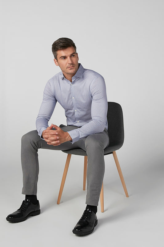 Slim Fit Textured Shirt with Long Sleeves