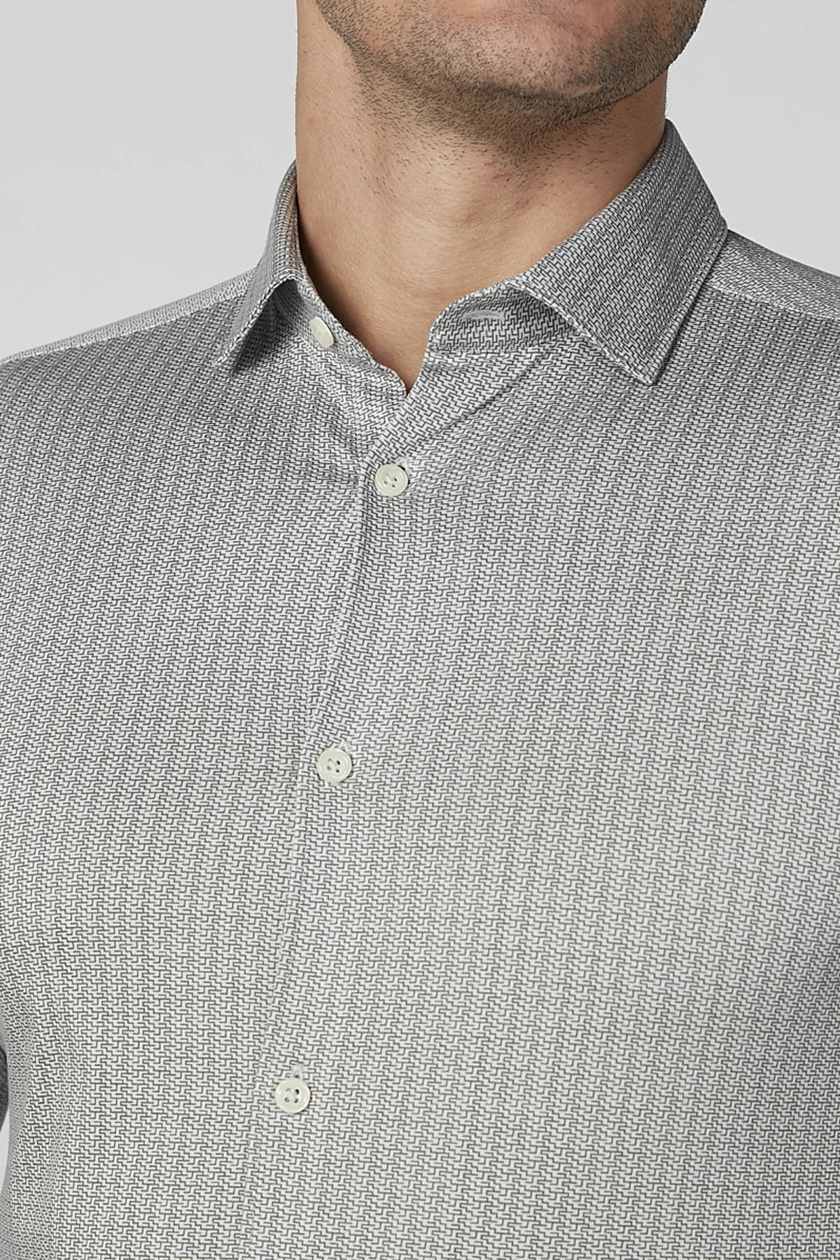 Slim Fit Textured Shirt with Long Sleeves