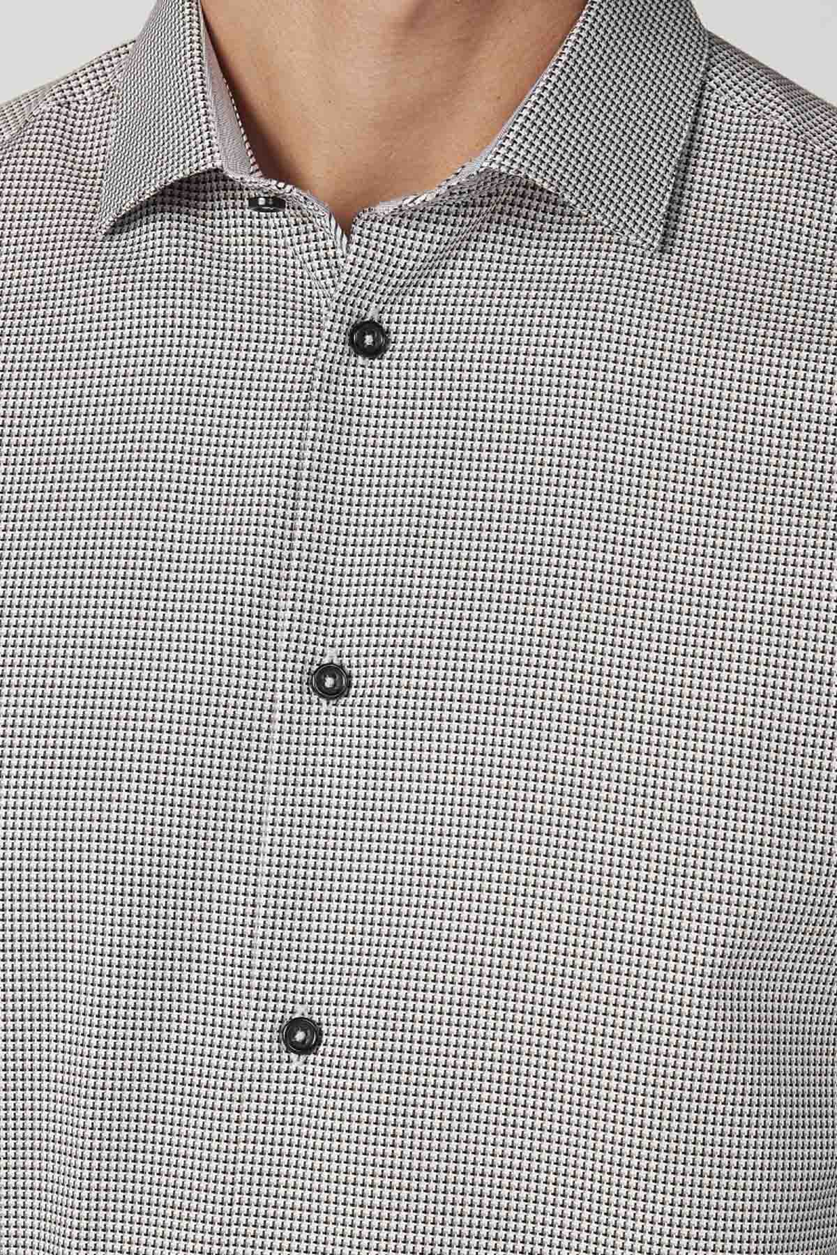 Printed Formal Shirt with Spread Collar and Long Sleeves