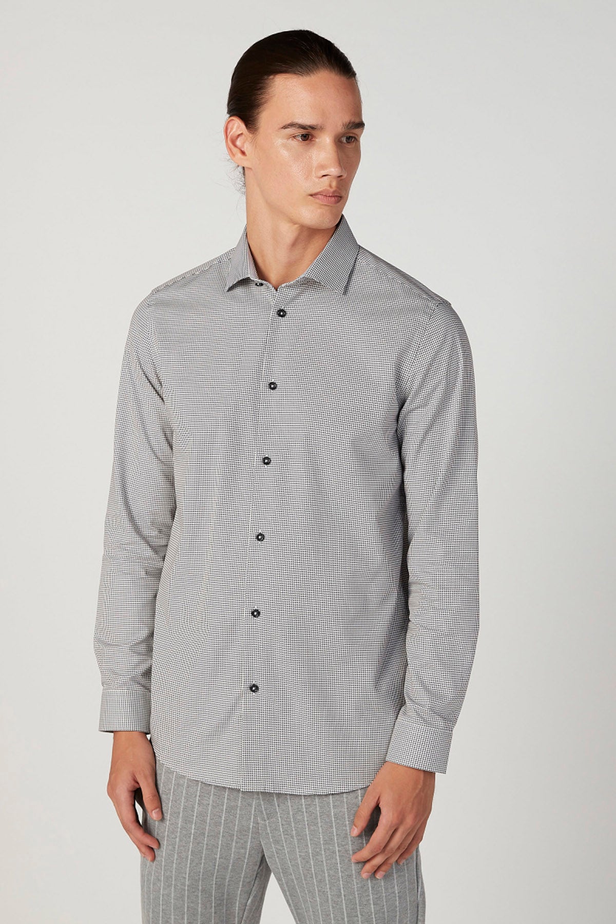 Printed Formal Shirt with Spread Collar and Long Sleeves