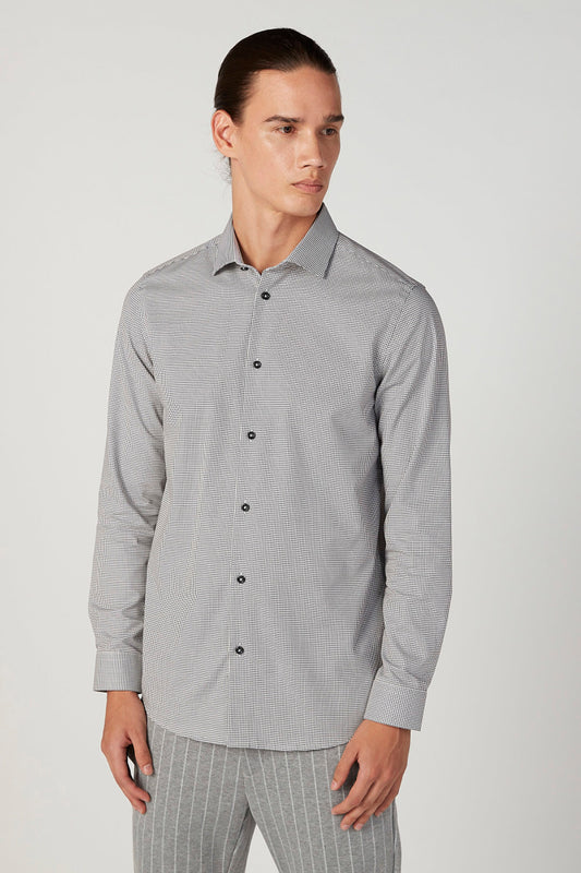Printed Formal Shirt with Spread Collar and Long Sleeves