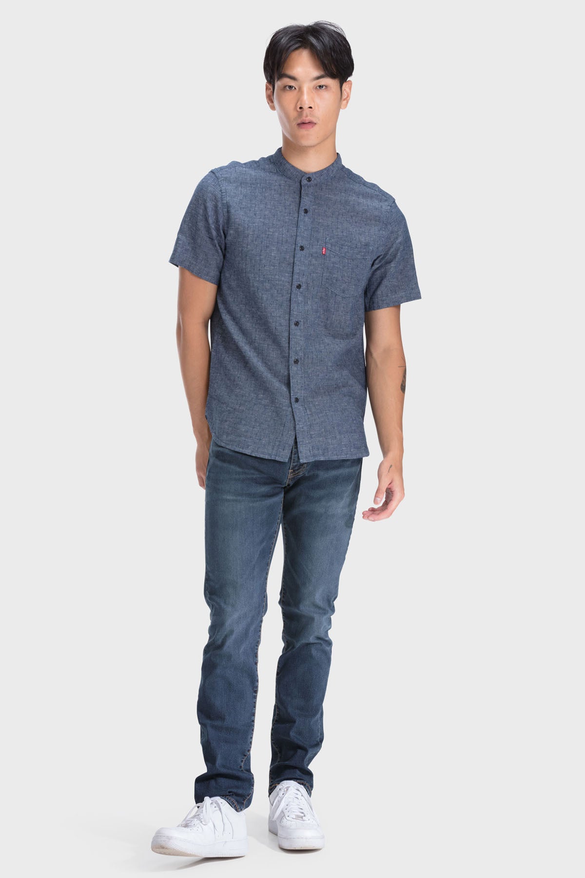 S/S Mandarin Collar Shirt