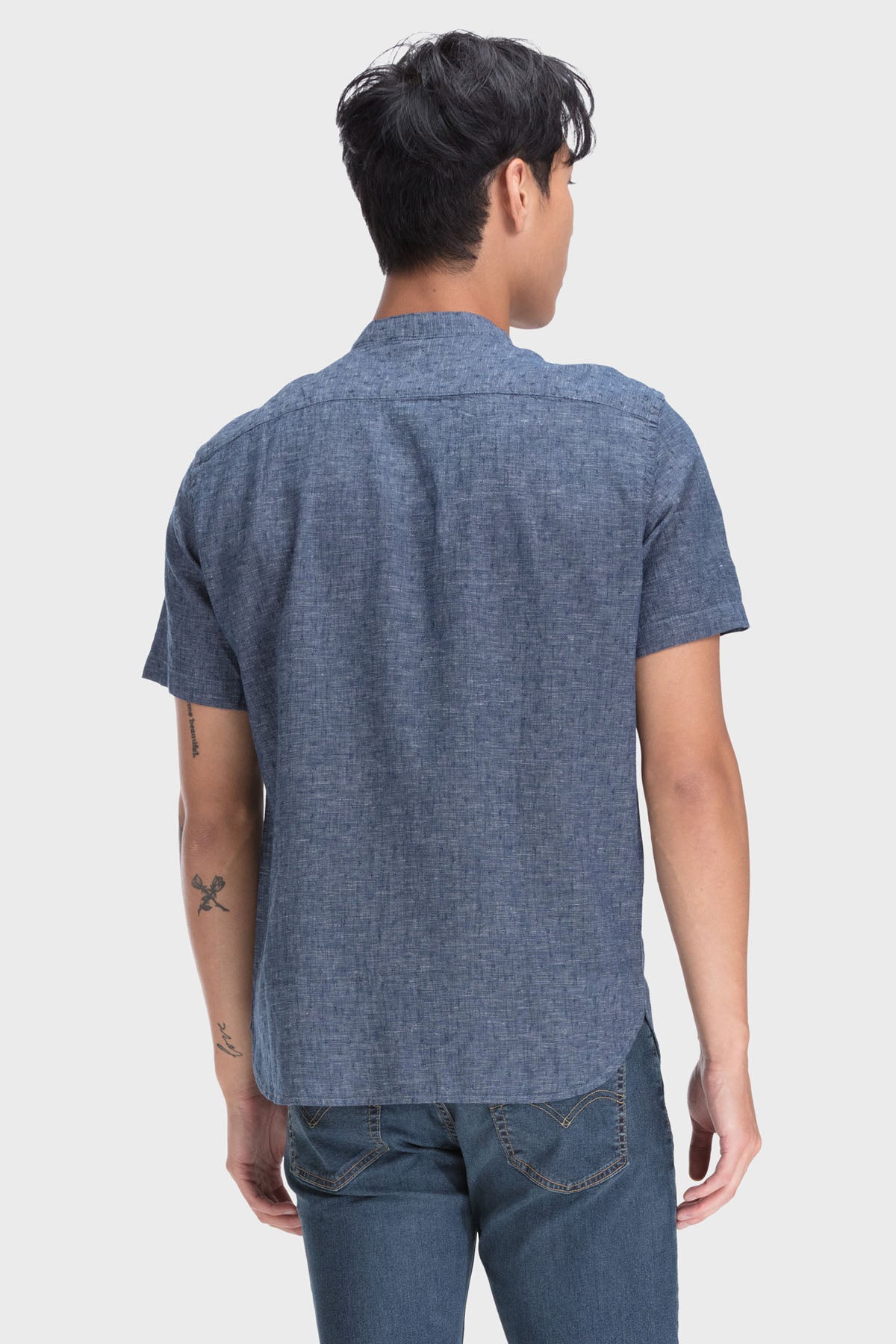 S/S Mandarin Collar Shirt