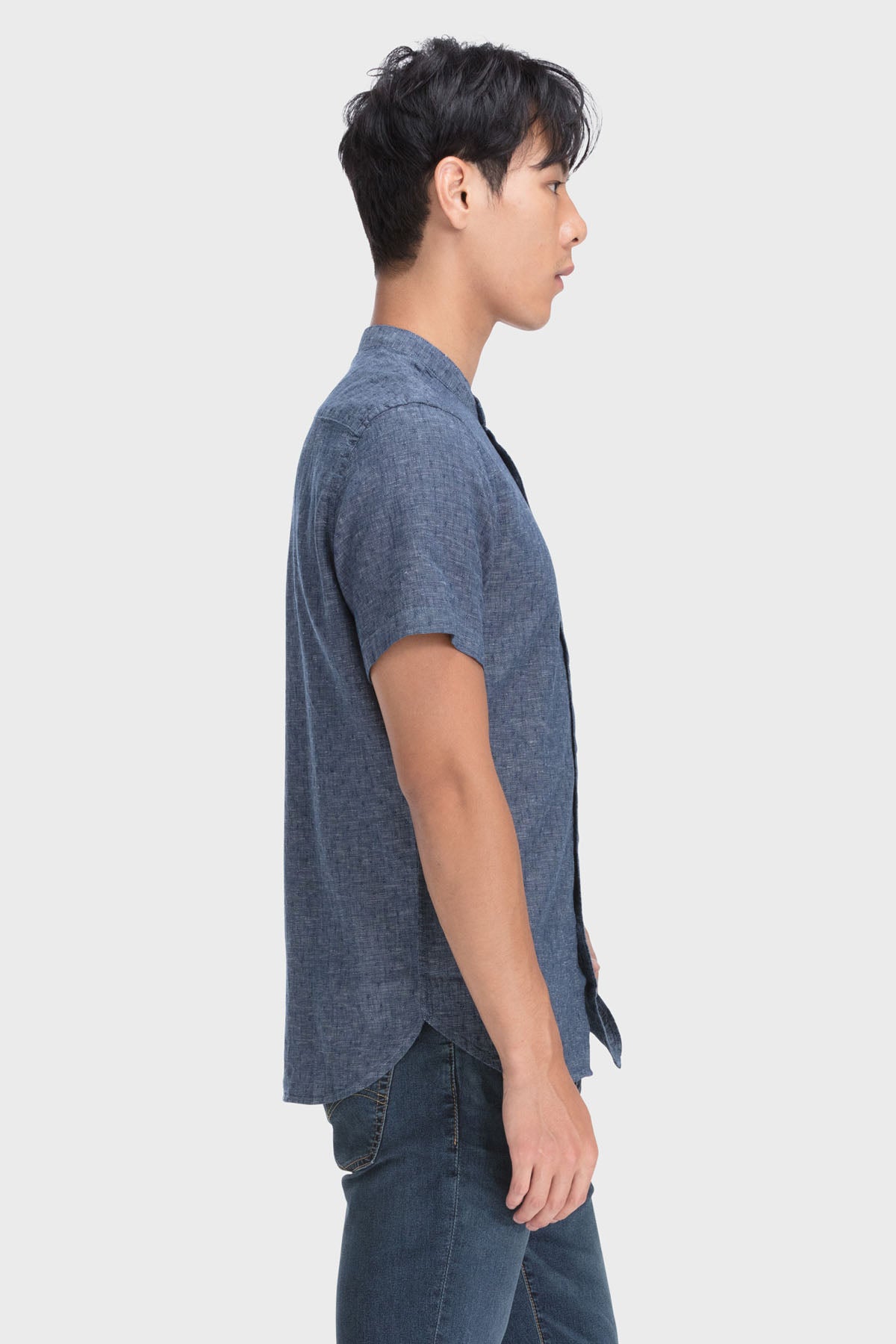 S/S Mandarin Collar Shirt