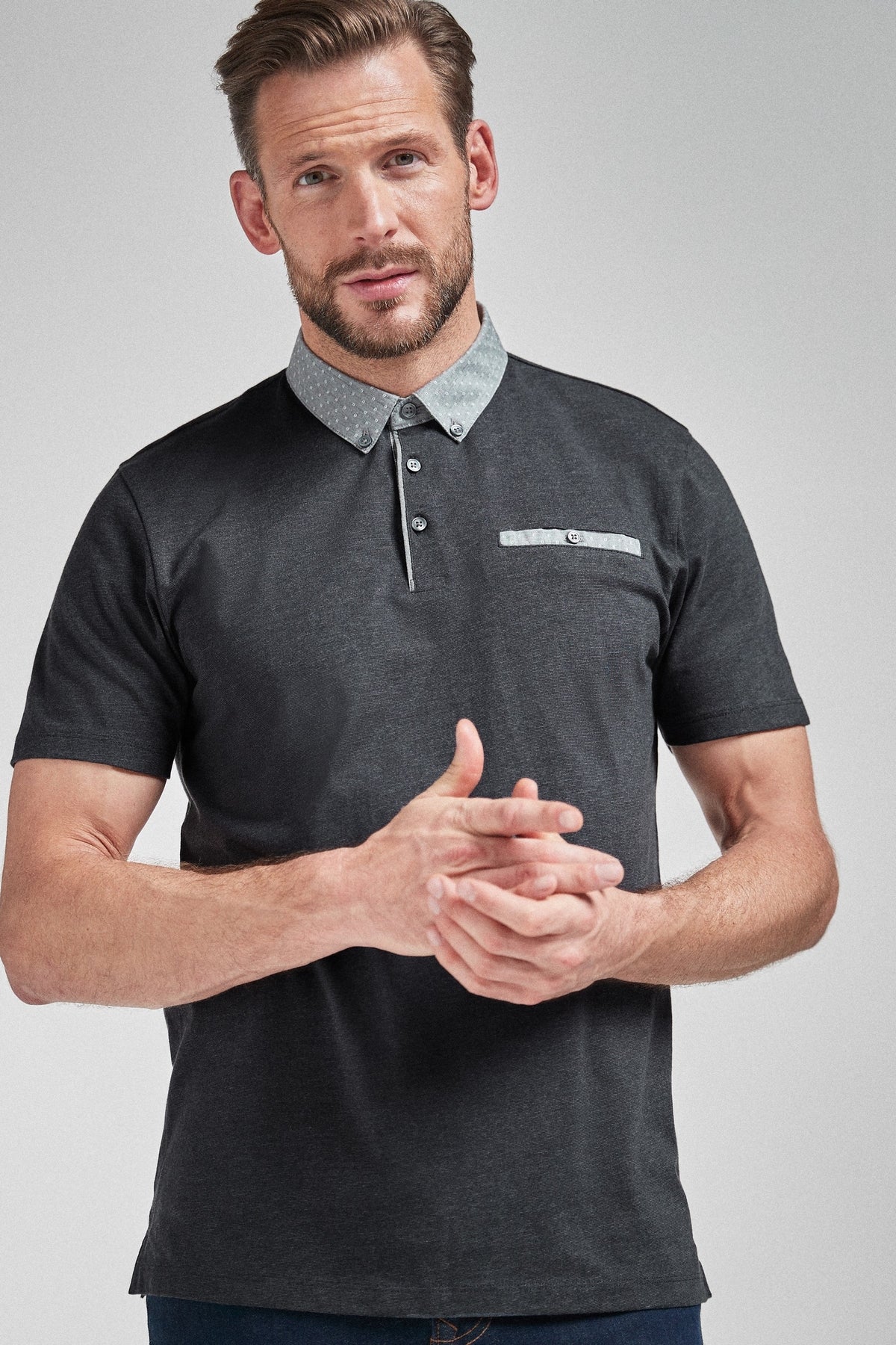 Regular Fit Woven Collar Poloshirt
