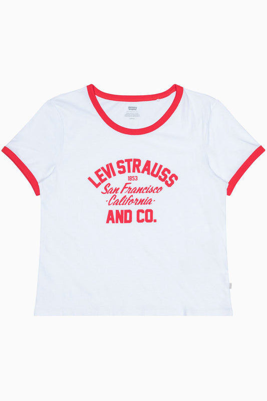 Graphic Ringer Surf Tee Varsity Logo