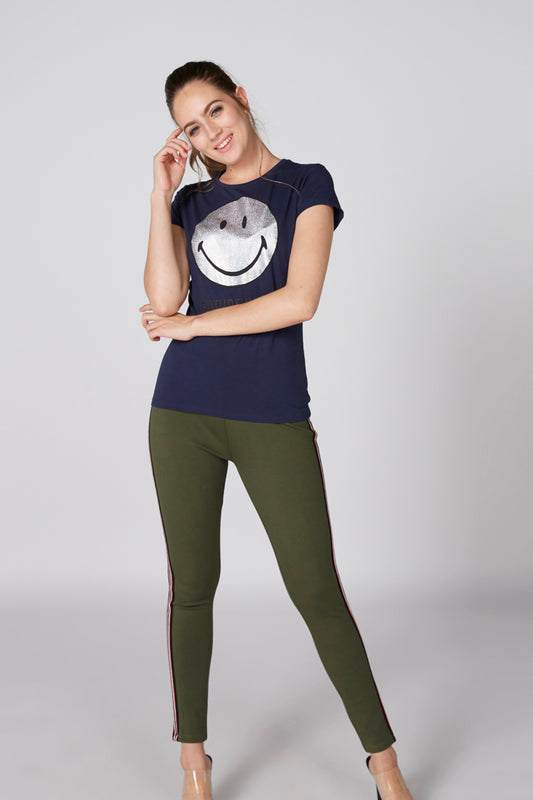 Printed T-Shirt with Round Neck and Short Sleeves