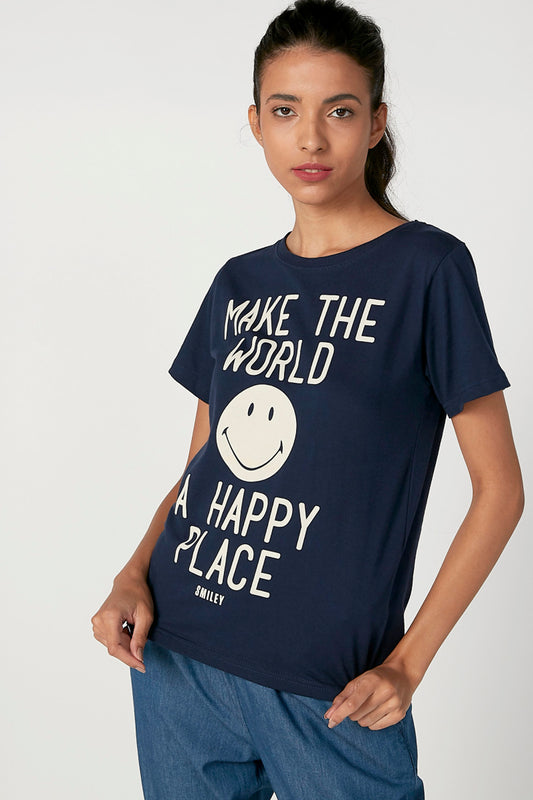 Printed T-shirt with Short Sleeves