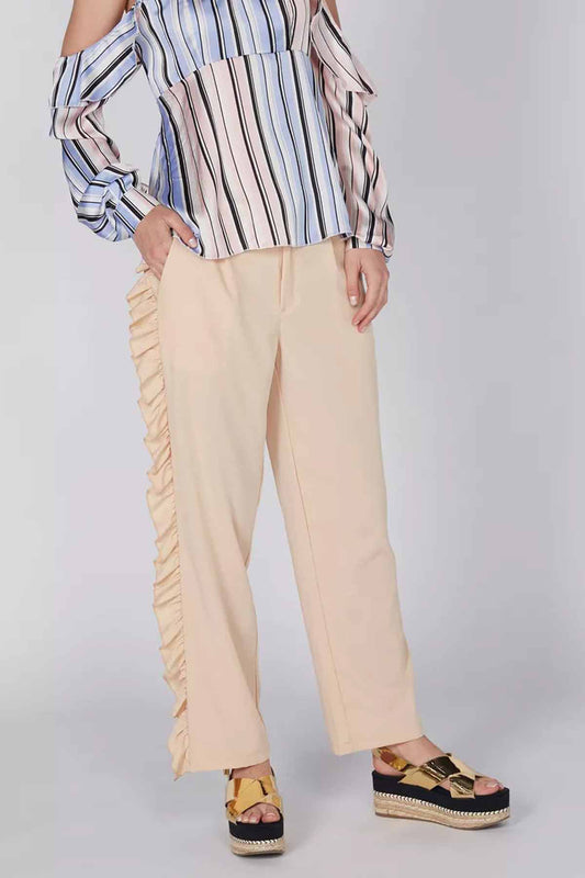 Full Length Pants with Ruffle Detail