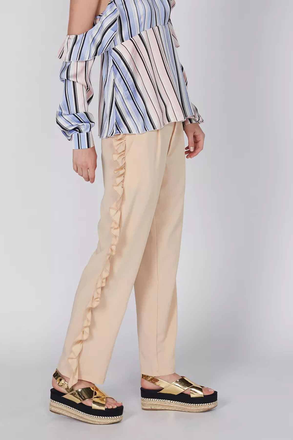 Full Length Pants with Ruffle Detail