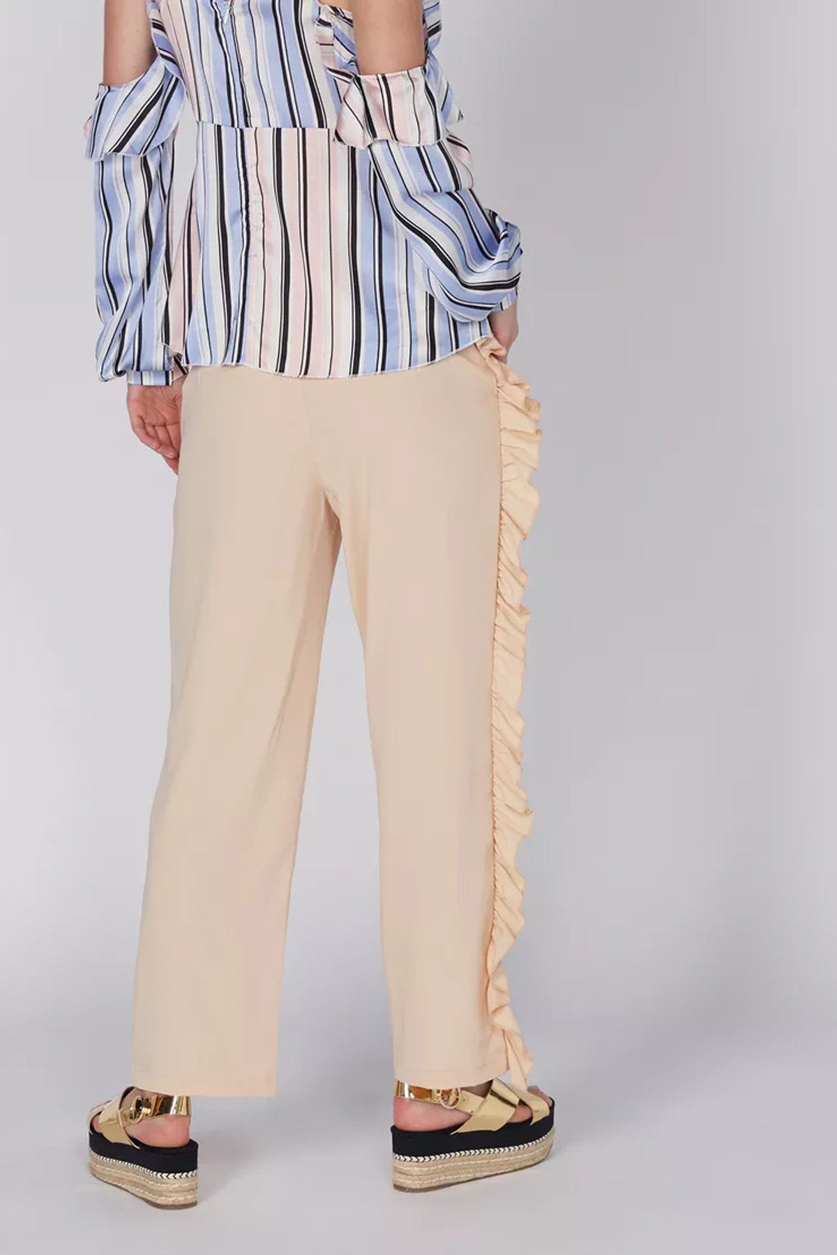 Full Length Pants with Ruffle Detail