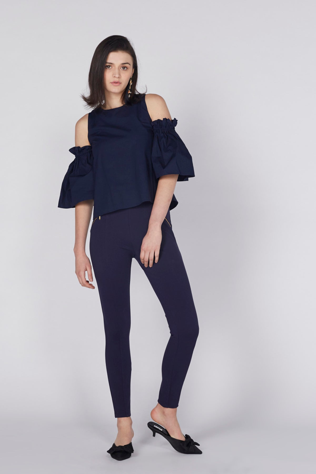 Cold Shoulder Top with Round Neck