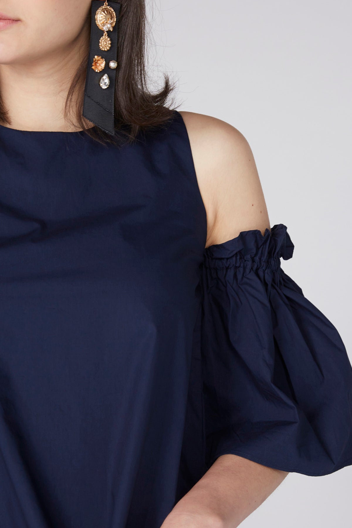 Cold Shoulder Top with Round Neck