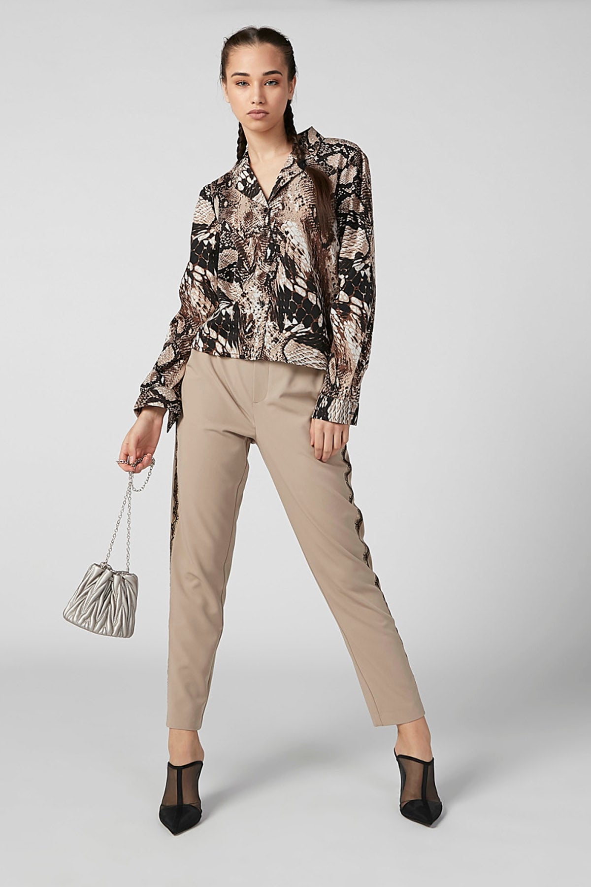 Shirt with Long Sleeves and Notched Lapel
