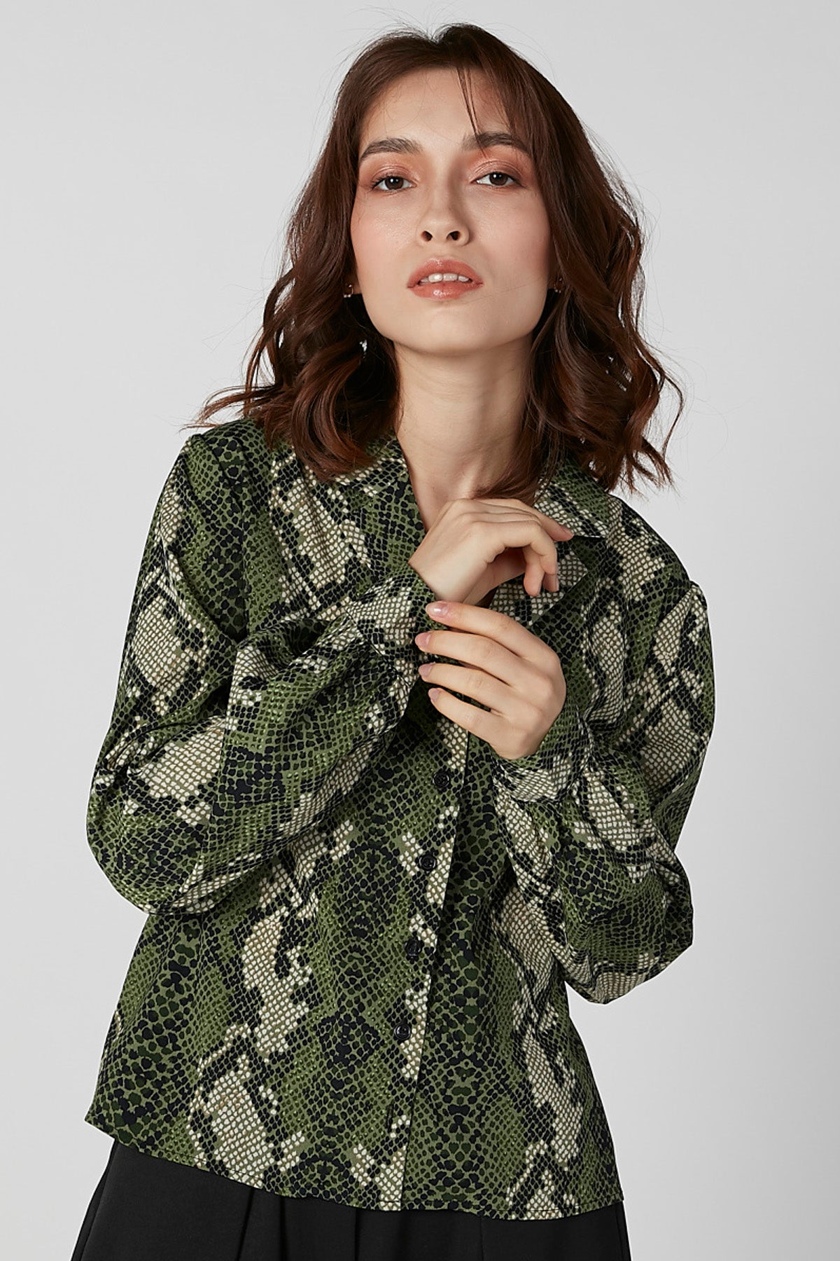 Shirt with Long Sleeves and Notched Lapel