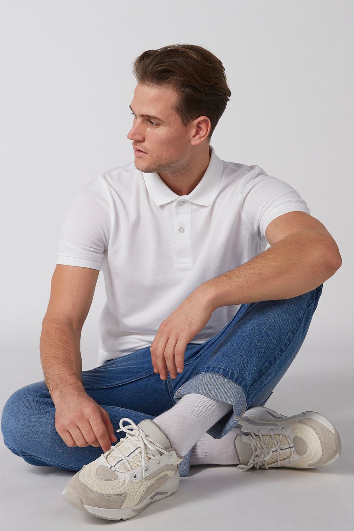Polo Neck T-Shirt with Short Sleeves