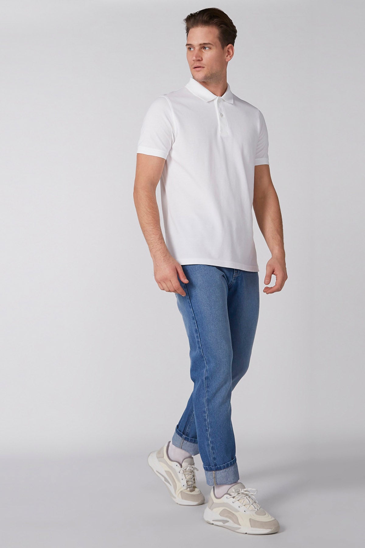 Polo Neck T-Shirt with Short Sleeves