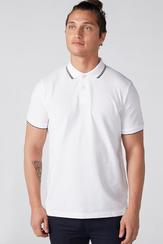 Polo Neck T-Shirt with Short Sleeves and Contrast Detail