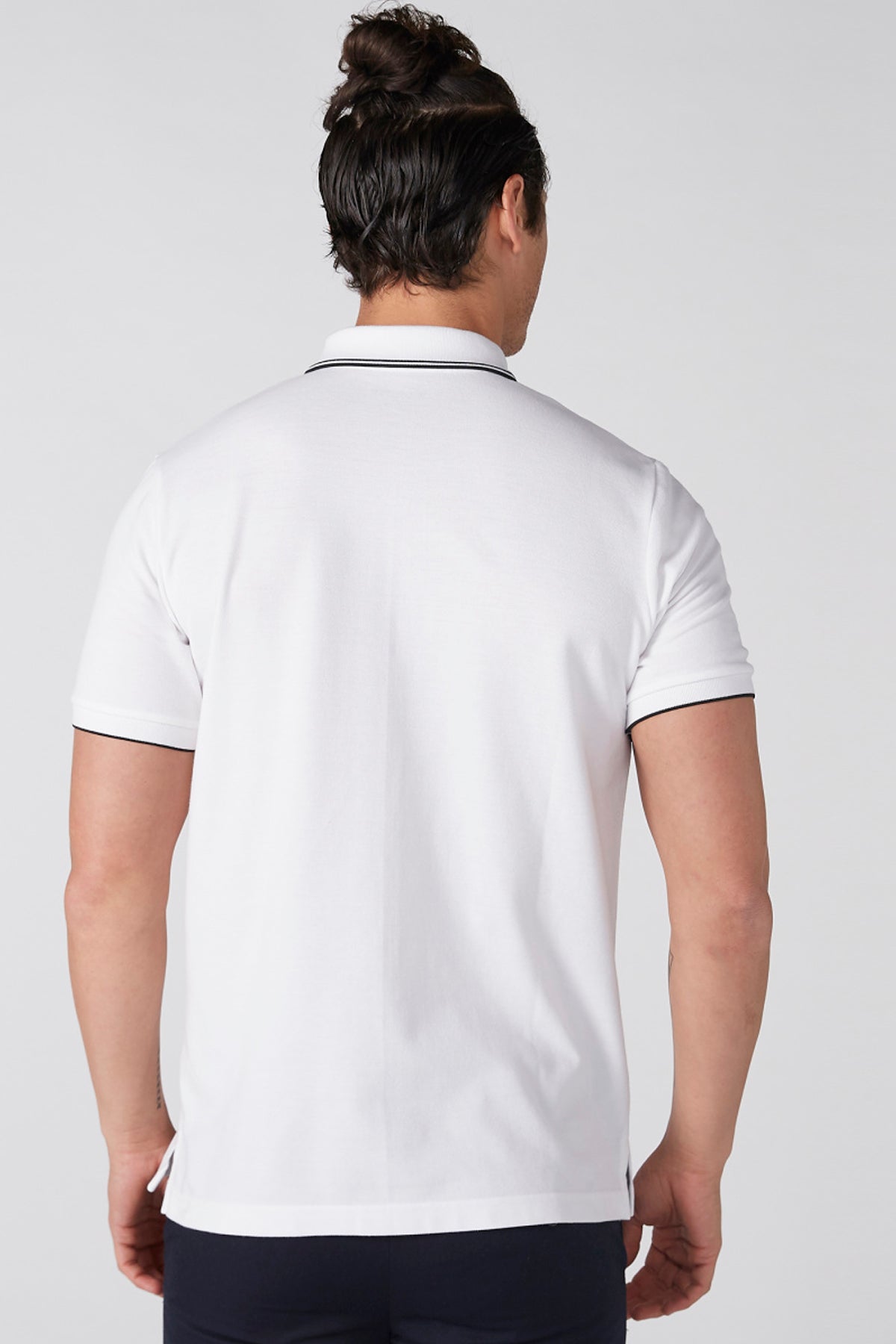 Polo Neck T-Shirt with Short Sleeves and Contrast Detail