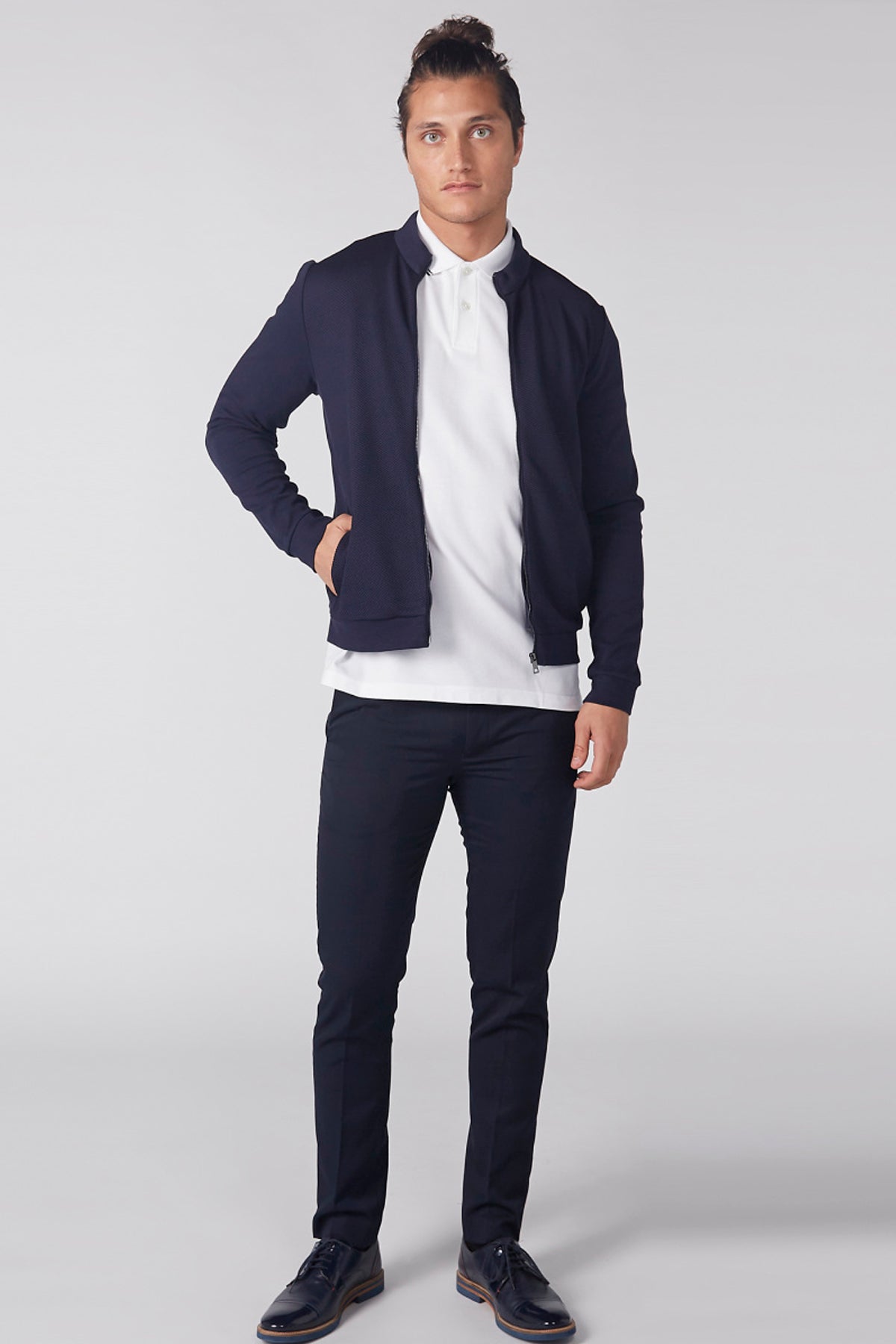 Polo Neck T-Shirt with Short Sleeves and Contrast Detail