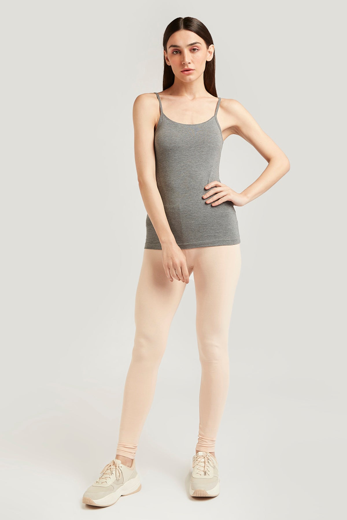 Solid Camisole with Scoop Neck and Spaghetti Straps