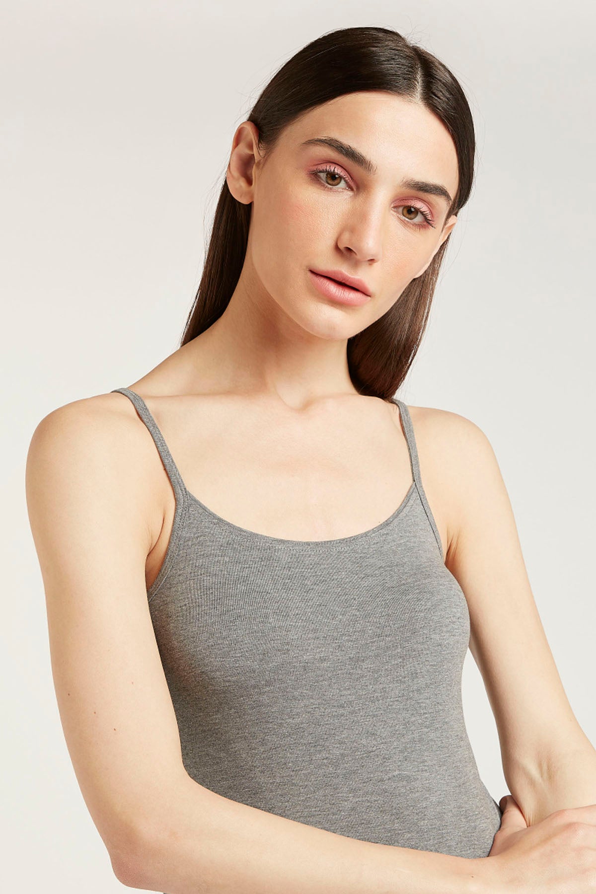Solid Camisole with Scoop Neck and Spaghetti Straps