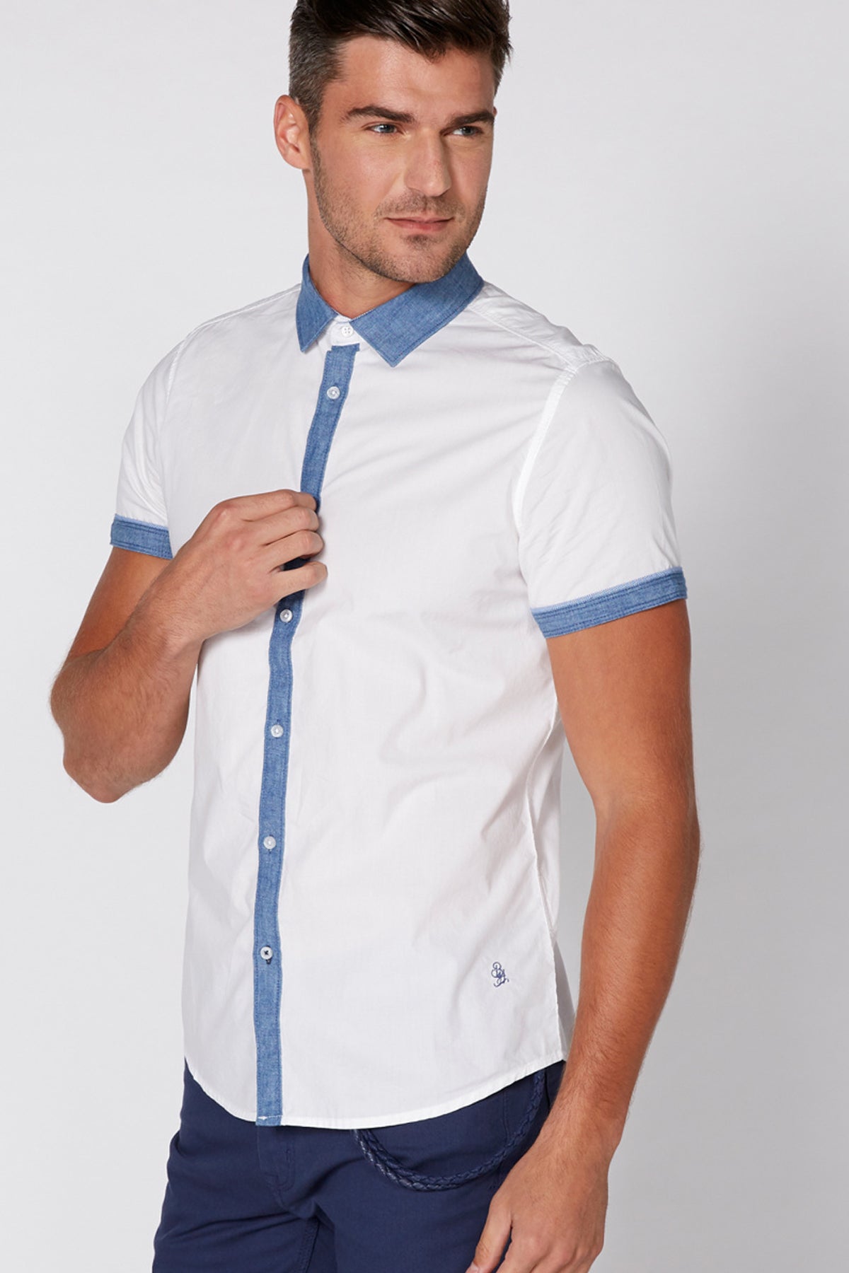 Short Sleeves Shirt with Contrast Placket