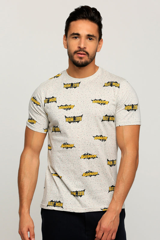 Batman Printed Round Neck T-Shirt with Short Sleeves