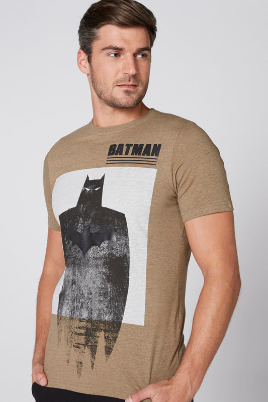 Batman Printed T-Shirt with Crew Neck and Short Sleeves