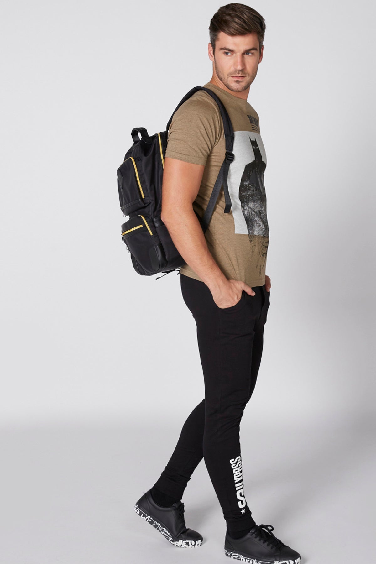 Batman Printed T-Shirt with Crew Neck and Short Sleeves