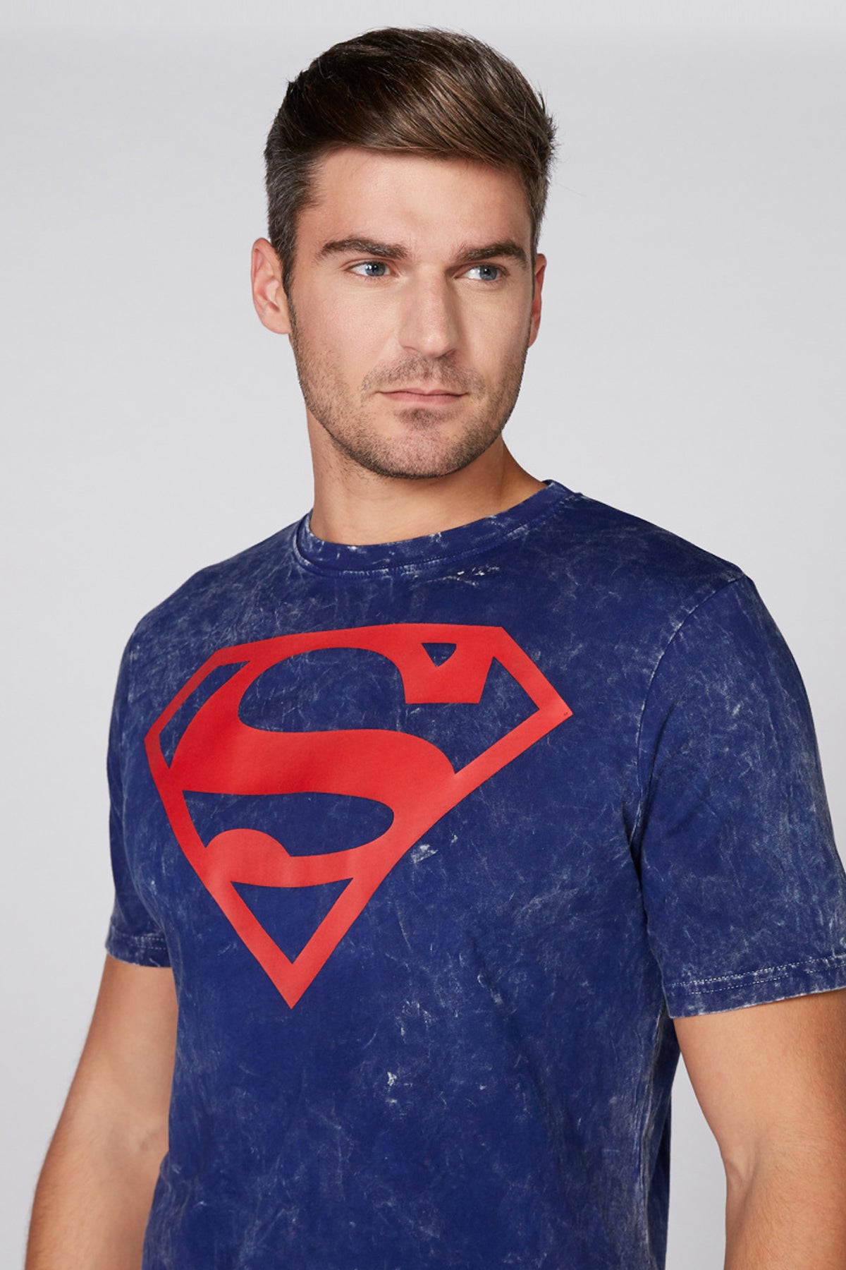 Superman Printed T-Shirt with Round Neck and Short Sleeves