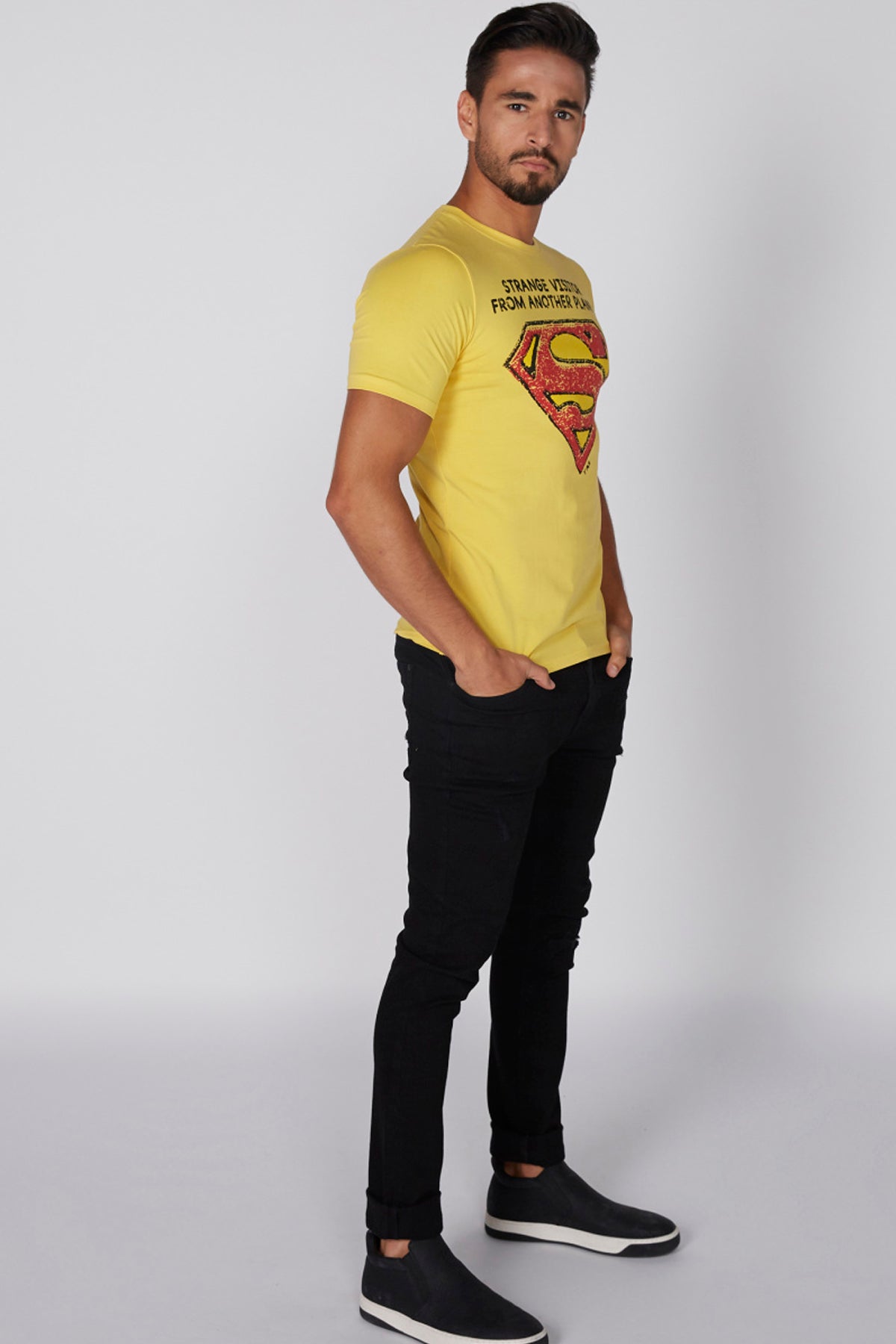 Superman Printed T-Shirt with Round Neck and Short Sleeves