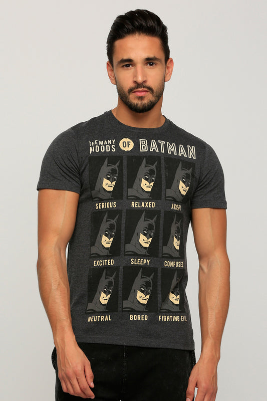 Batman Printed Round Neck T-Shirt with Short Sleeves
