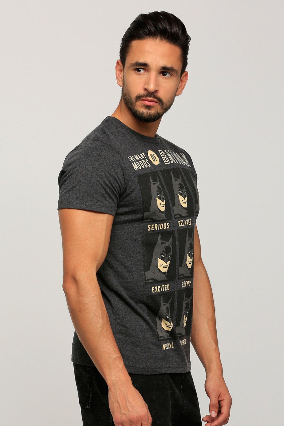 Batman Printed Round Neck T-Shirt with Short Sleeves