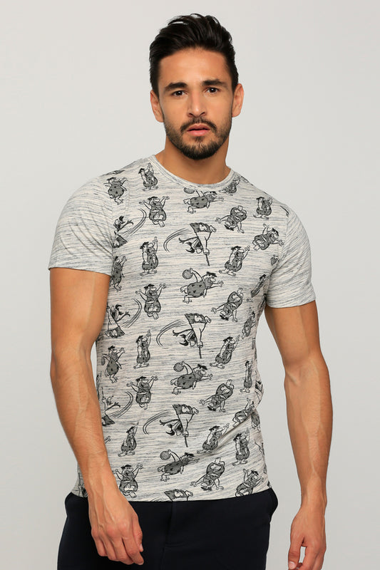 The Flintstones Printed Round Neck T-Shirt with Short Sleeves