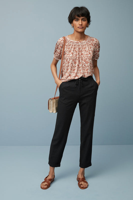 Linen Blend Tapered Trousers