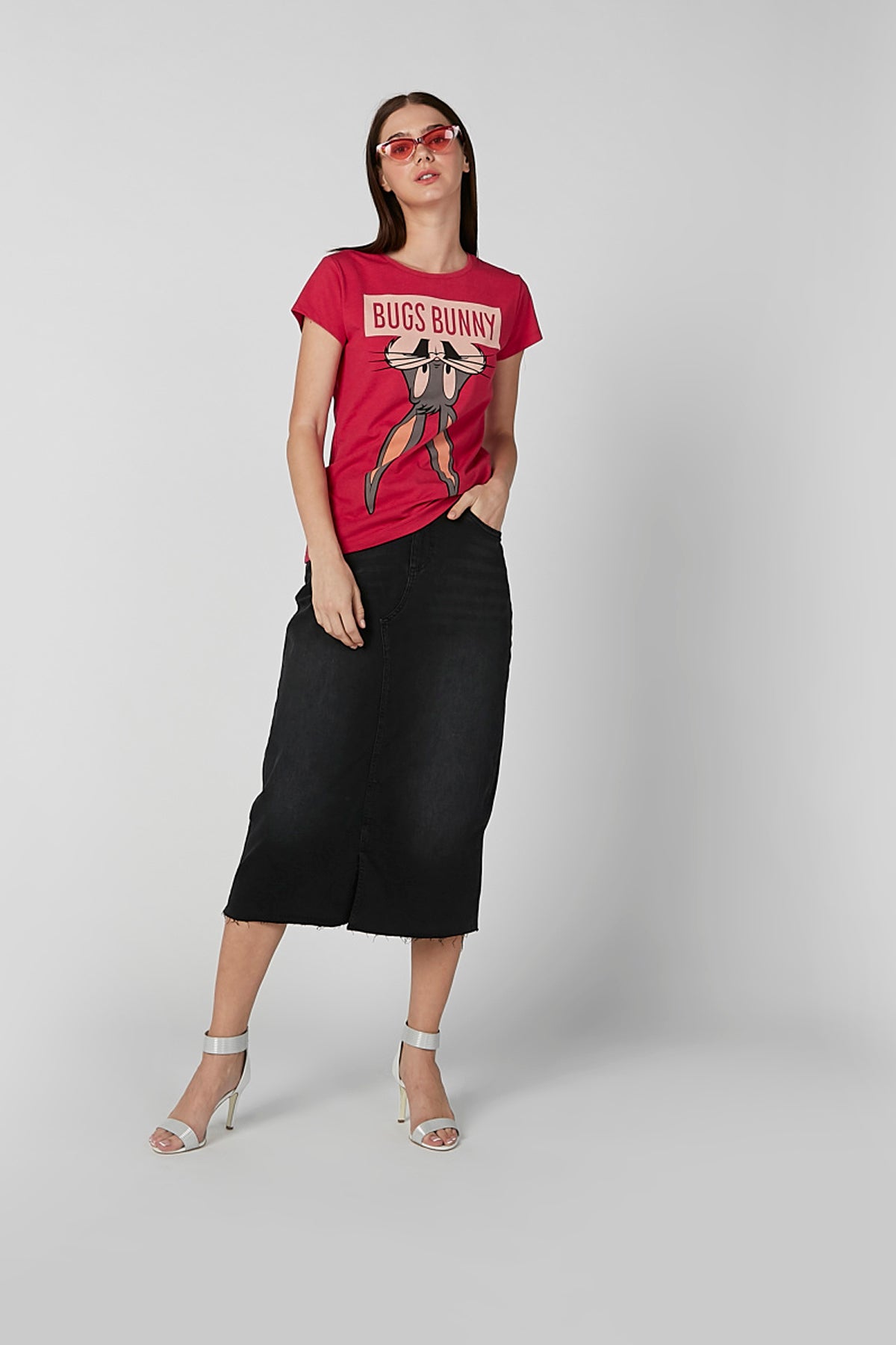 Graphic Printed Round Neck T-shirt with Caps Sleeves