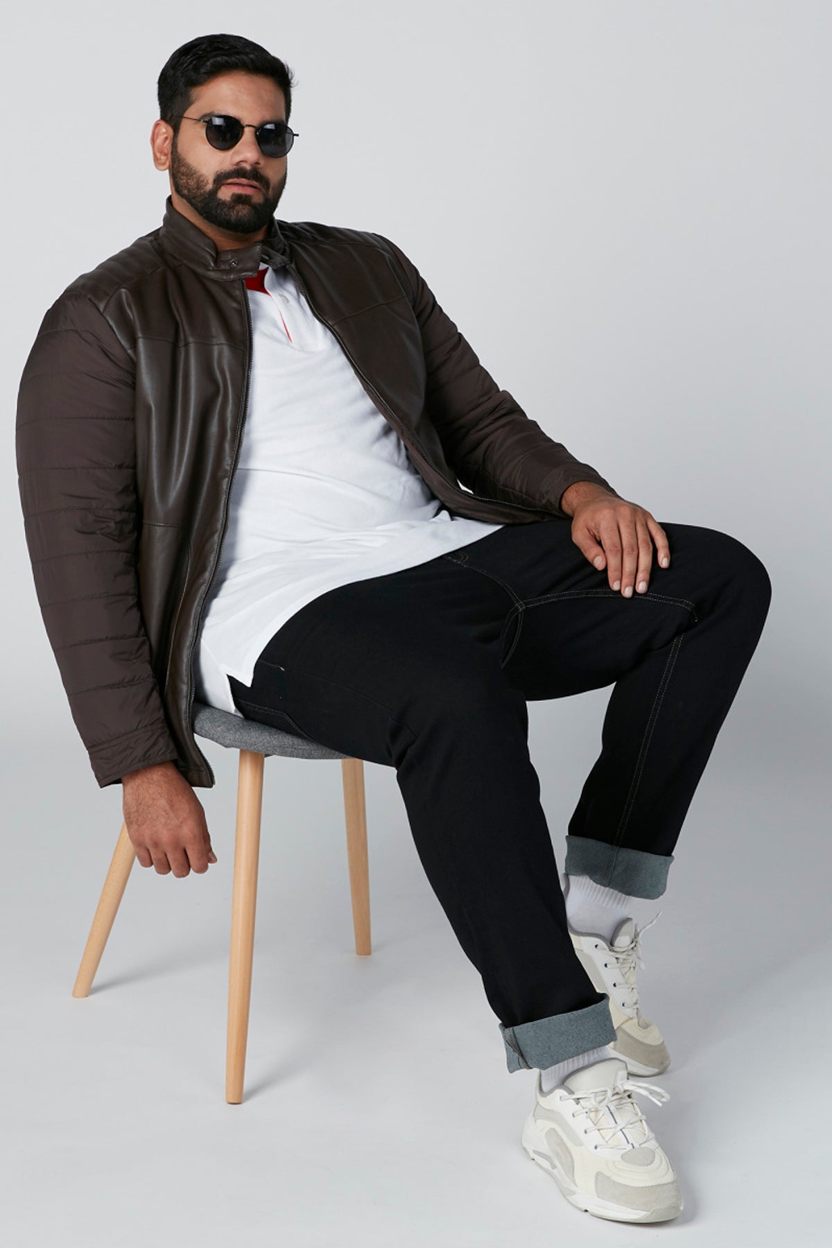 Embroidered T-Shirt with Polo Neck