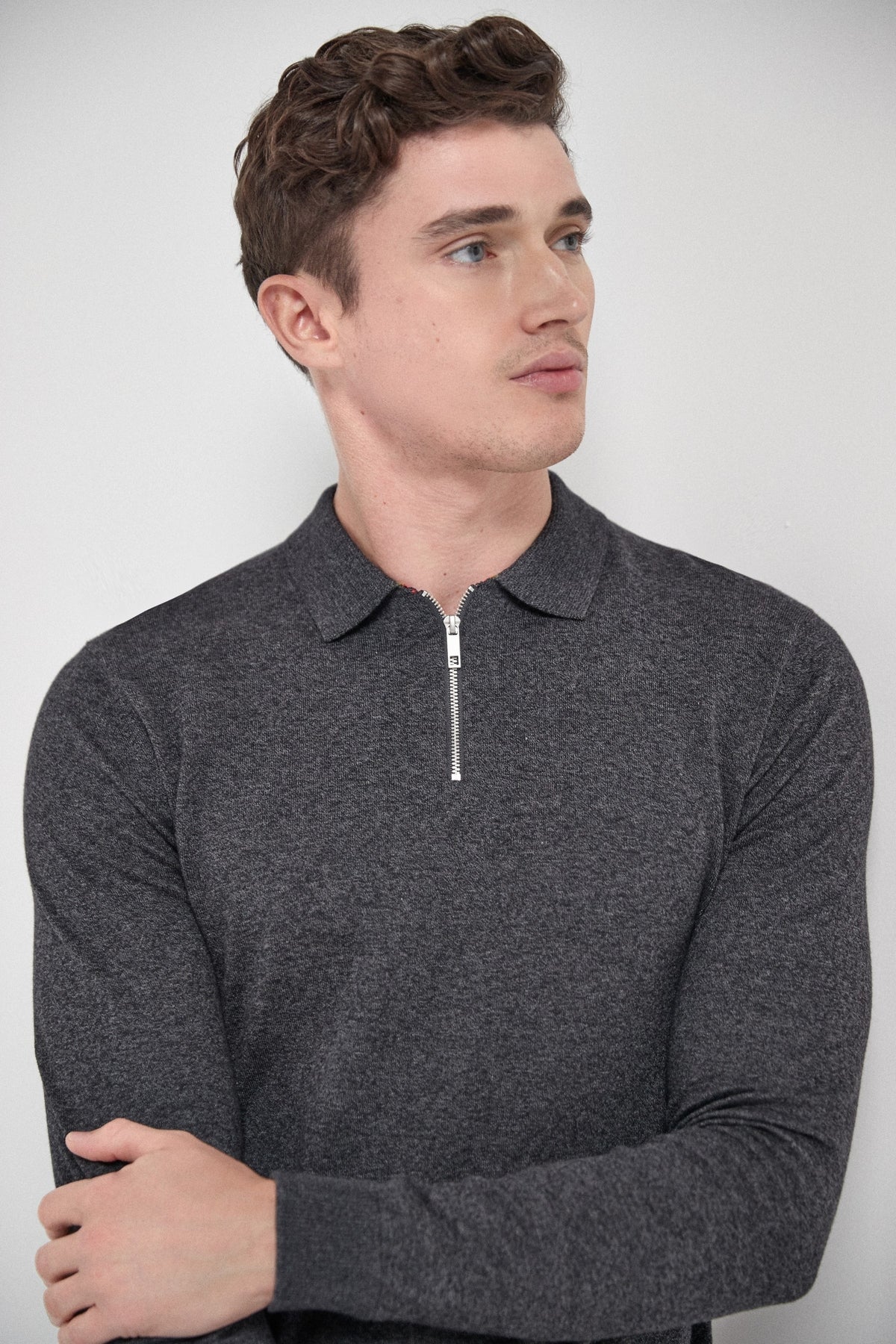 Knitted Zip Poloshirt