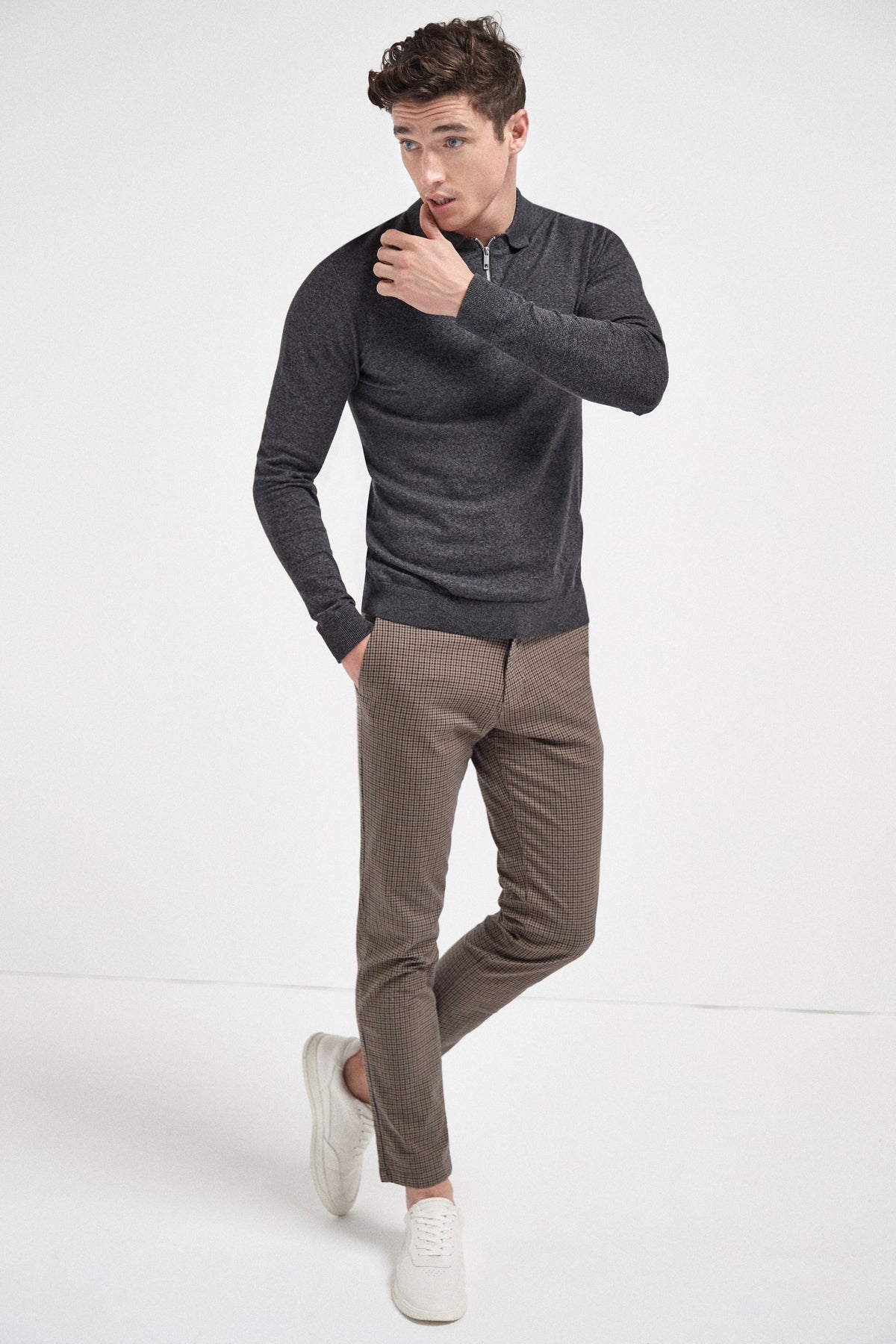 Knitted Zip Poloshirt