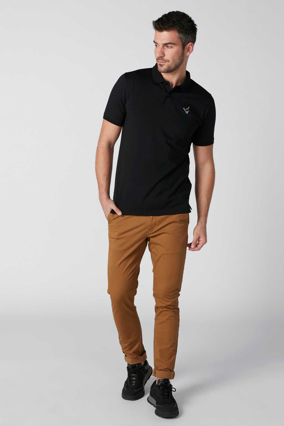 Solid Chinos with Pocket Detail and Zip Fly Closure